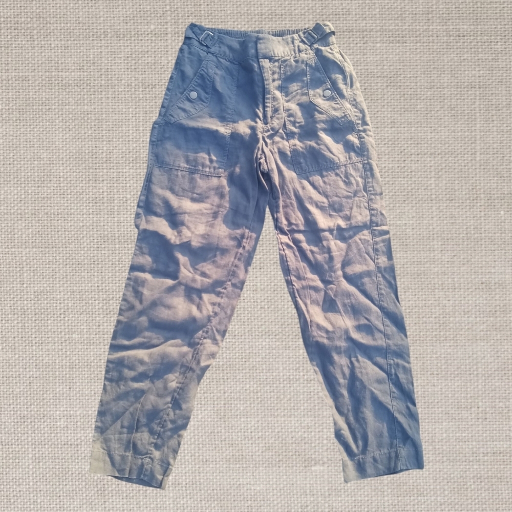 Athleta Linen Granite Blue Cropped Pants Women's Size 0 - Picture 2 of 5
